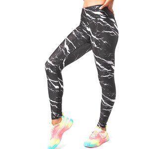 Terez Hi Shine Leggings Black Marble